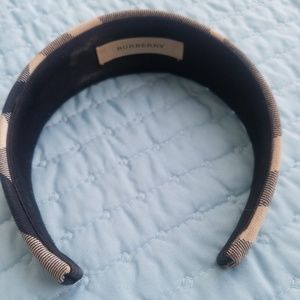 Wide Burberry Headband in Classic Blue Plaid